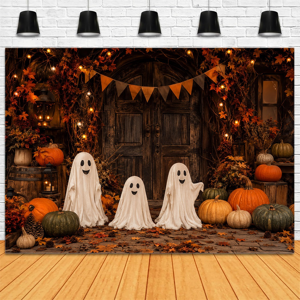 Haunted Mansion Backdrop Rustic Ghost Pumpkin Doorway Gothic Backdrop LXX67-214