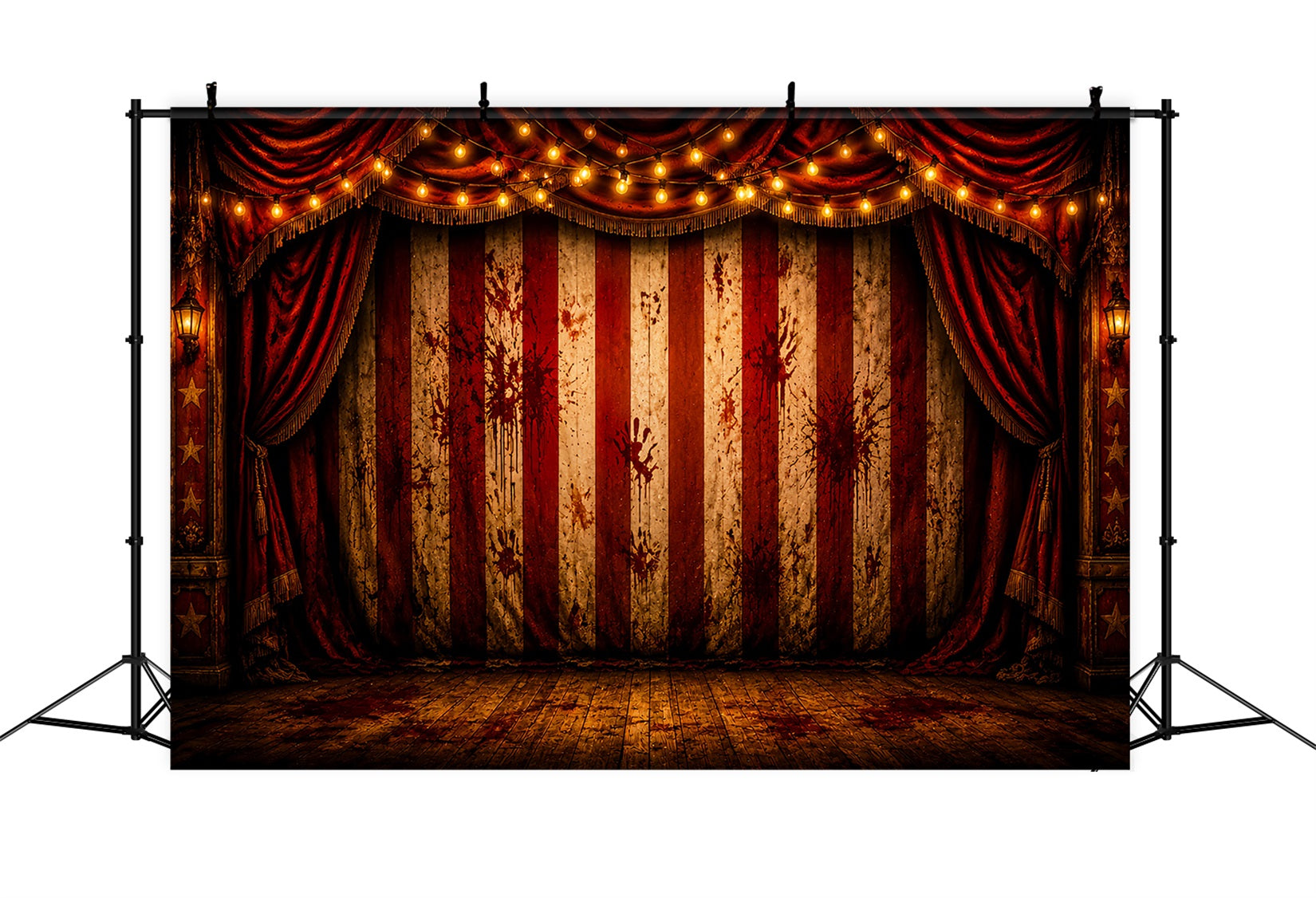 Halloween Backdrop Outdoor Bloody Circus Curtain Stage Photo Backdrop Halloween LXX67-22