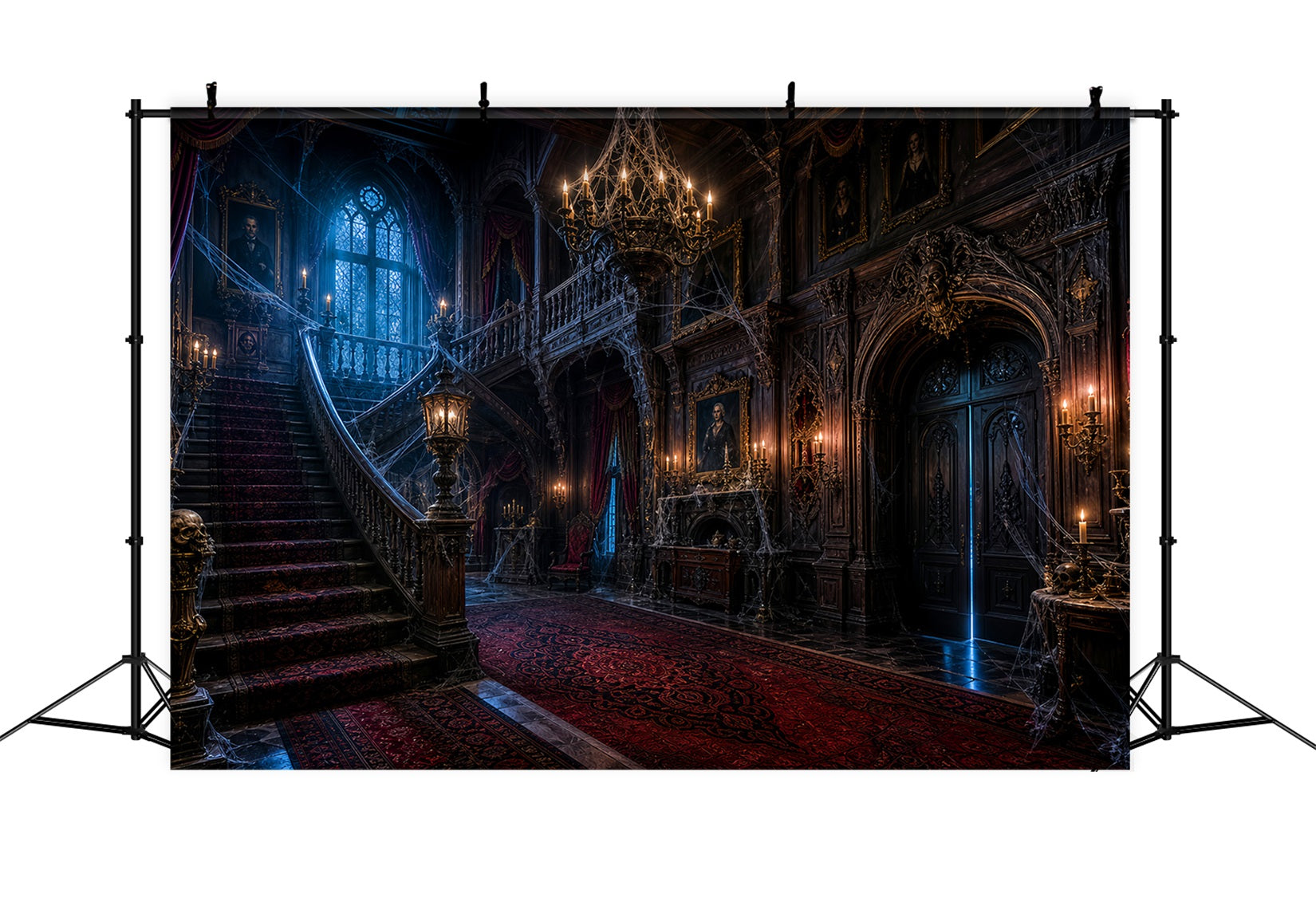 Haunted House Photo Backdrop Cobweb Gothic Manor Hall Halloween Photo Backdrop Ideas LXX67-229