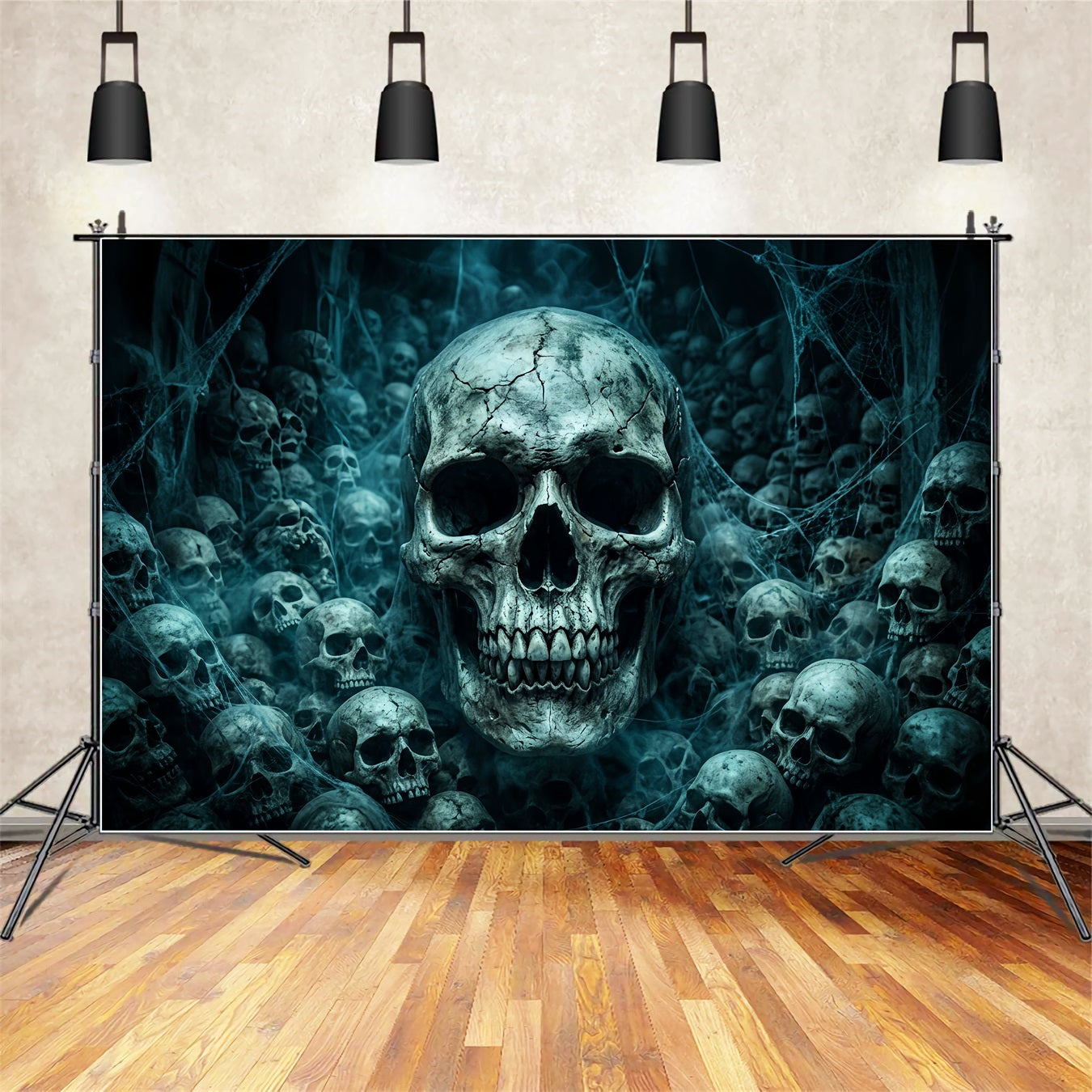 Skeleton Backdrop Cobweb Skull Crypt Horde Spooky Backdrops LXX67-235