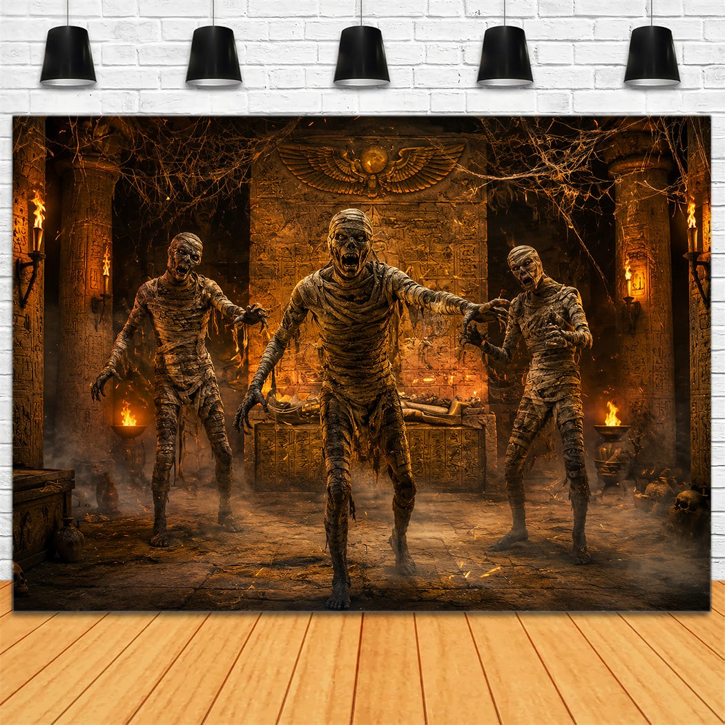 Halloween Theme Backdrop Fiery Tomb Mummy Attack Halloween Backdrop For Photos LXX67-4