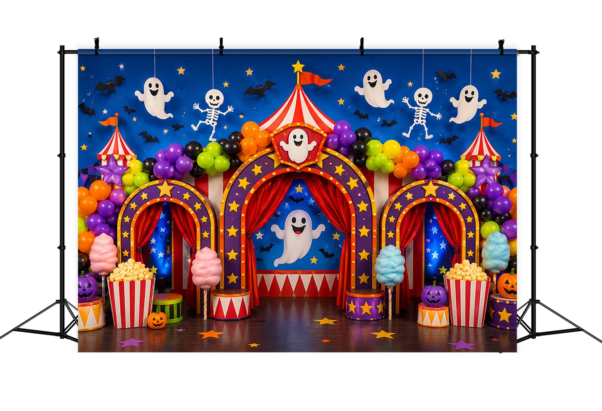 Halloween Carnival Backdrop Colorful Ghost Circus Party DIY Halloween Backdrop LXX67-43
