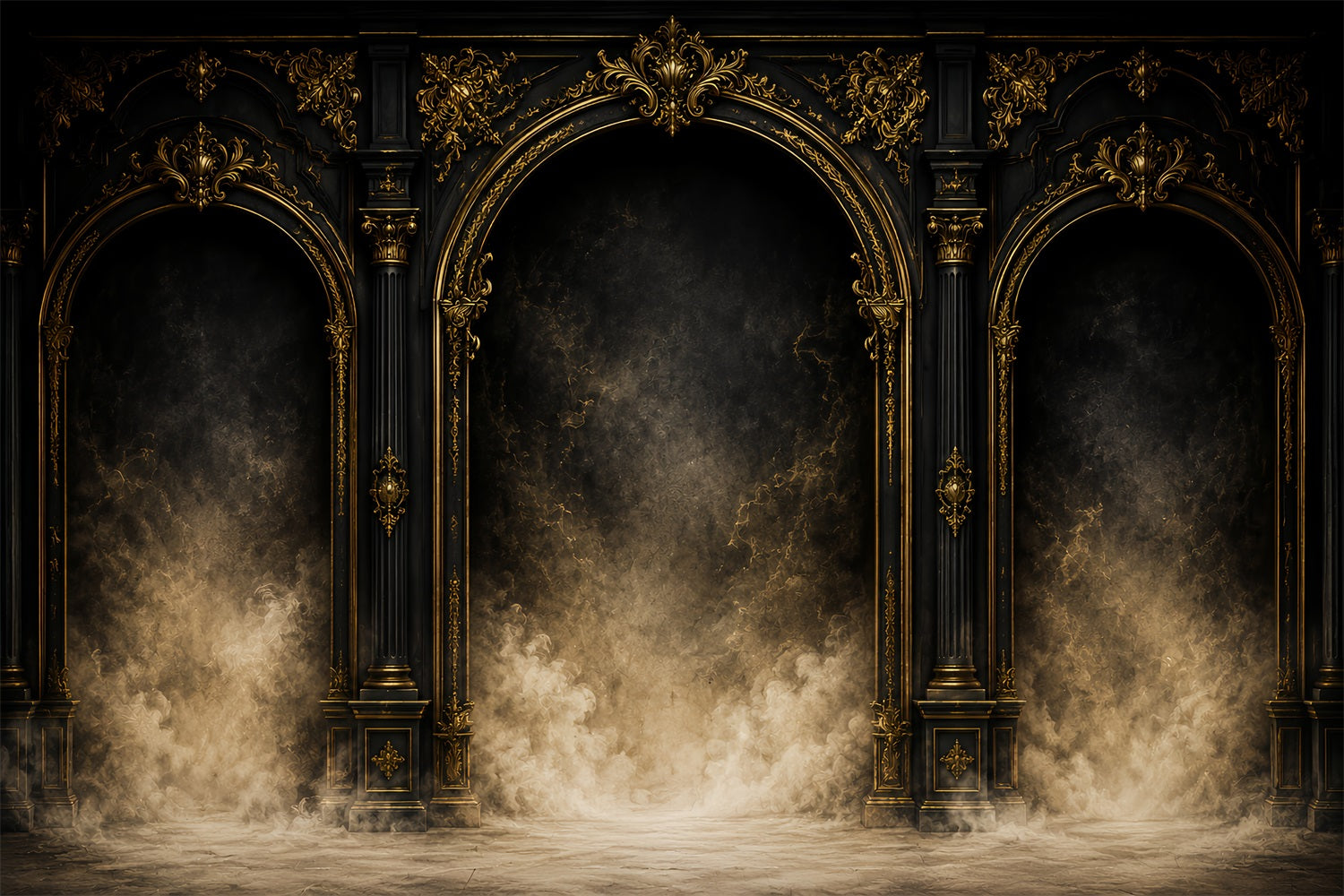 Simple Halloween Backdrop Gothic Golden Archway Columns Extra Large Halloween Backdrop LXX67-54