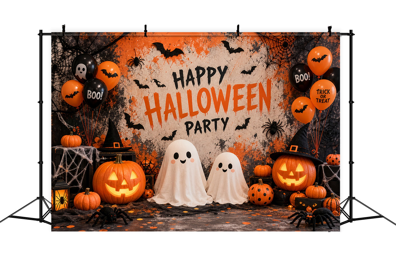 Halloween Party Picture Backdrop Ghost Pumpkin Balloon Decor Halloween Backdrop LXX67-57