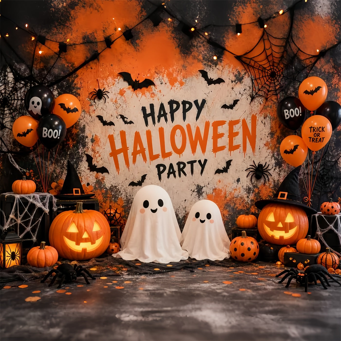 Halloween Party Picture Backdrop Ghost Pumpkin Balloon Decor Halloween Backdrop LXX67-57