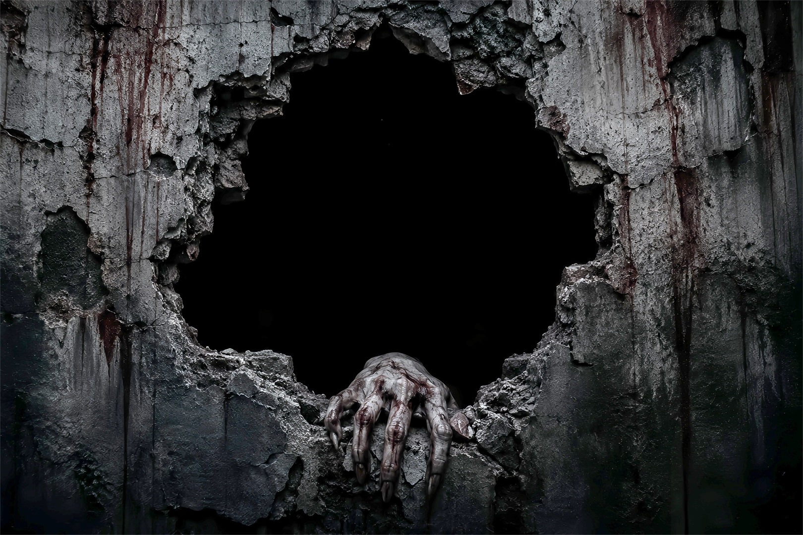 Halloween Bloody Backdrop Creepy Broken Wall Hand Halloween Backdrops LXX67-58