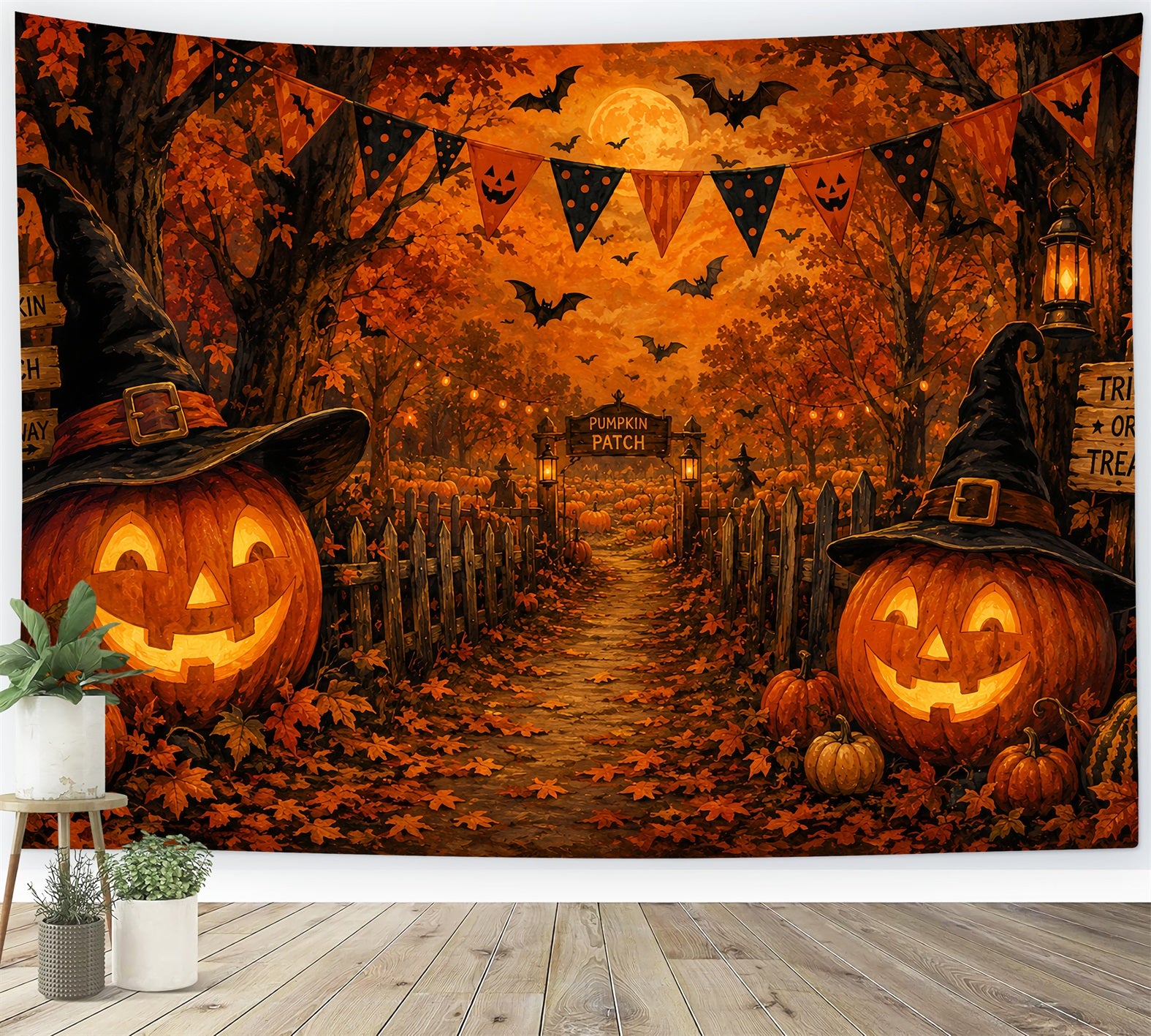Fall Halloween Backdrop Autumn Pumpkin Patch Trail Scary Halloween Backdrops LXX67-74