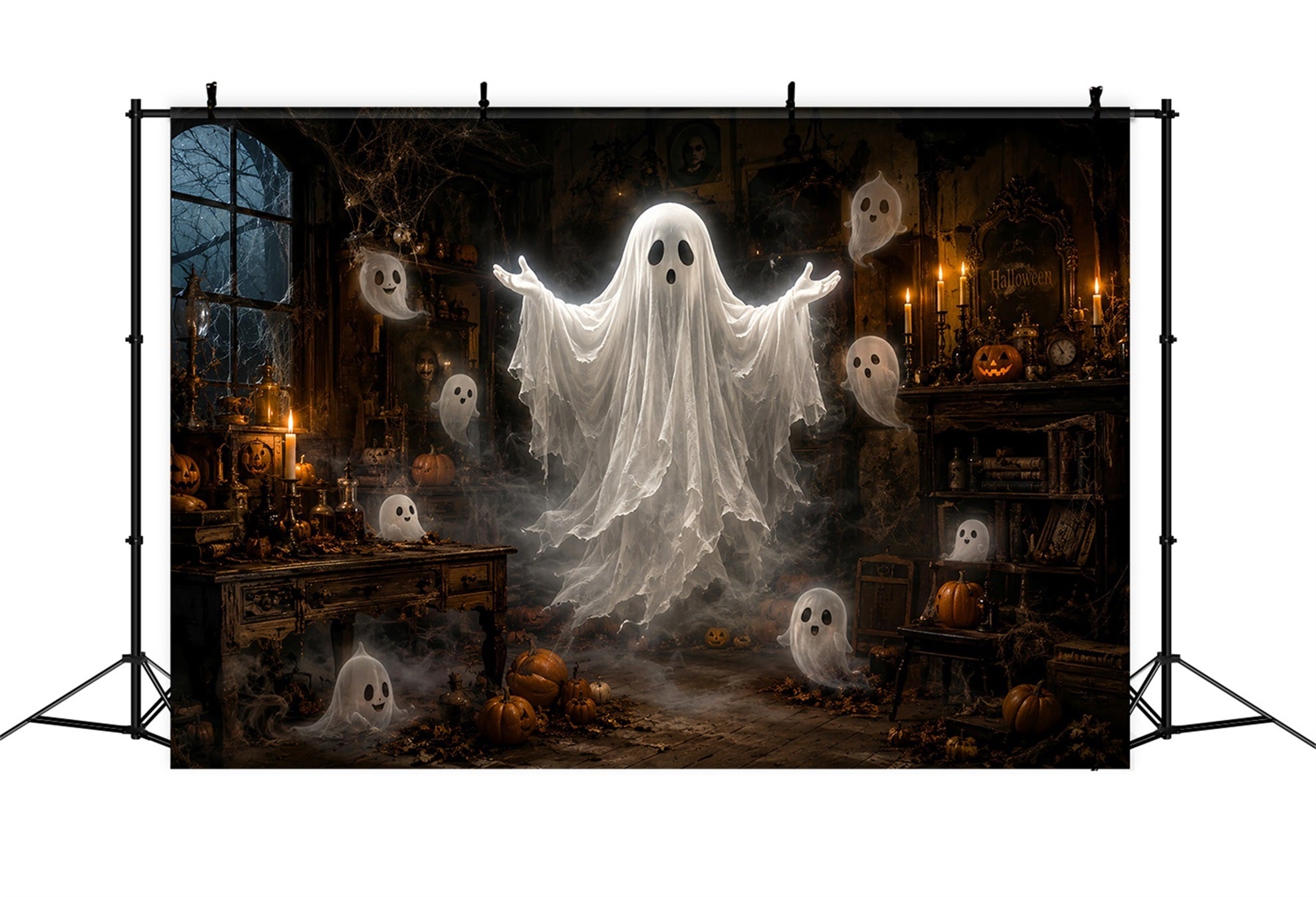 Halloween Ghost Backdrop Floating Ghost Haunted Room Scary Halloween Backdrop LXX67-75