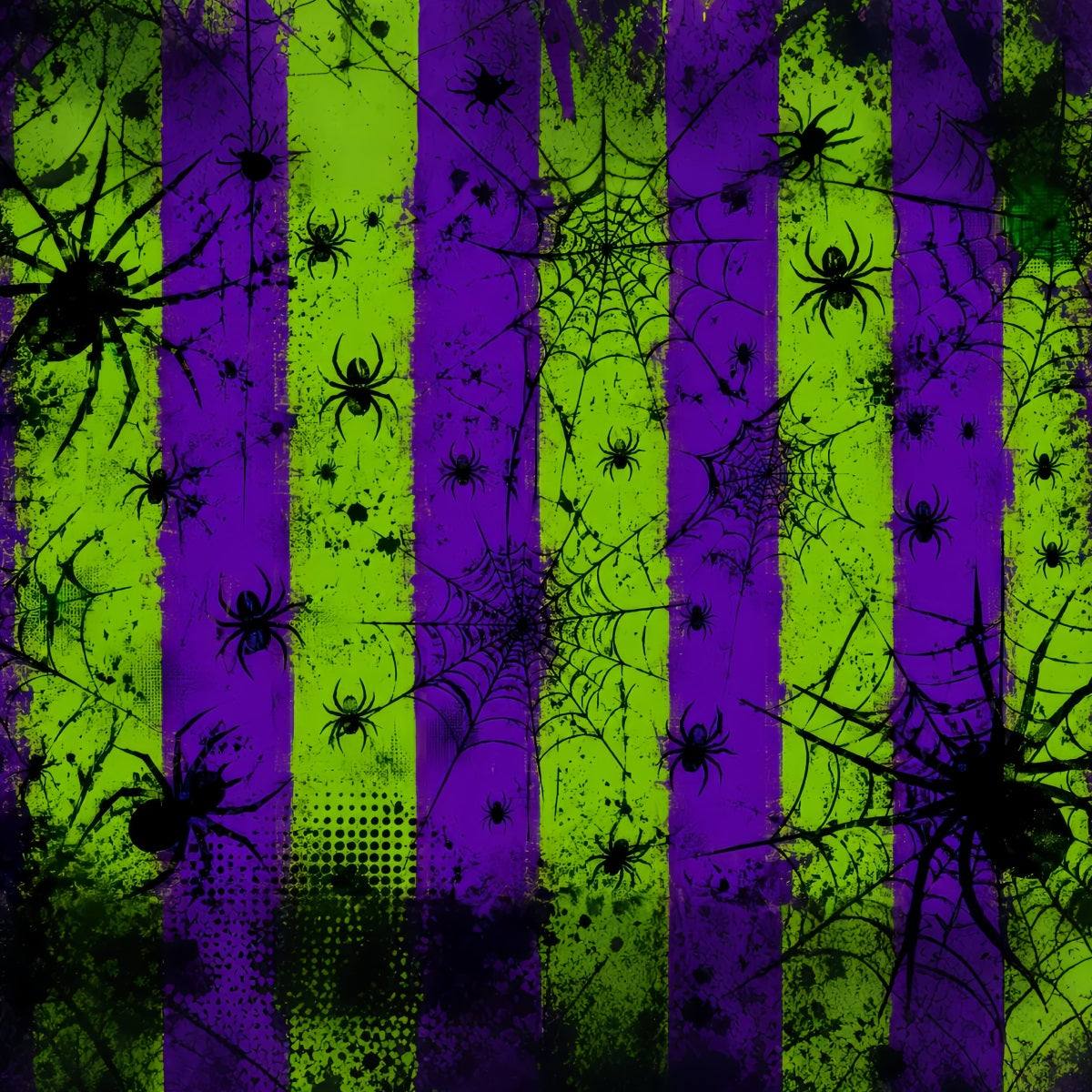 Halloween Backdrop Photo Booth Neon Spider Web Stripes Backdrops Halloween LXX67-90