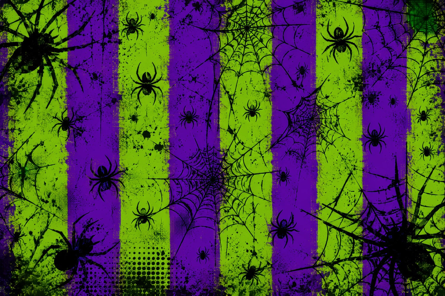 Halloween Backdrop Photo Booth Neon Spider Web Stripes Backdrops Halloween LXX67-90