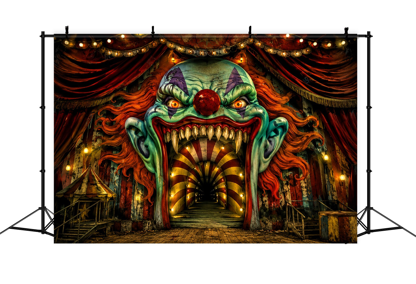 Halloween Stage Backdrop Creepy Clown Carnival Entrance Halloween Photography Backdrops LXX67-91