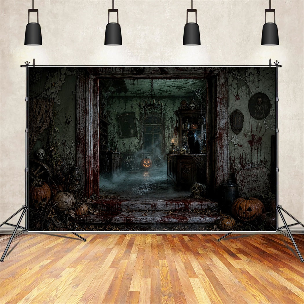 Halloween Party Backdrop Ideas Bloody Haunted Manor Entrance Halloween Scary Backdrops LXX67-94