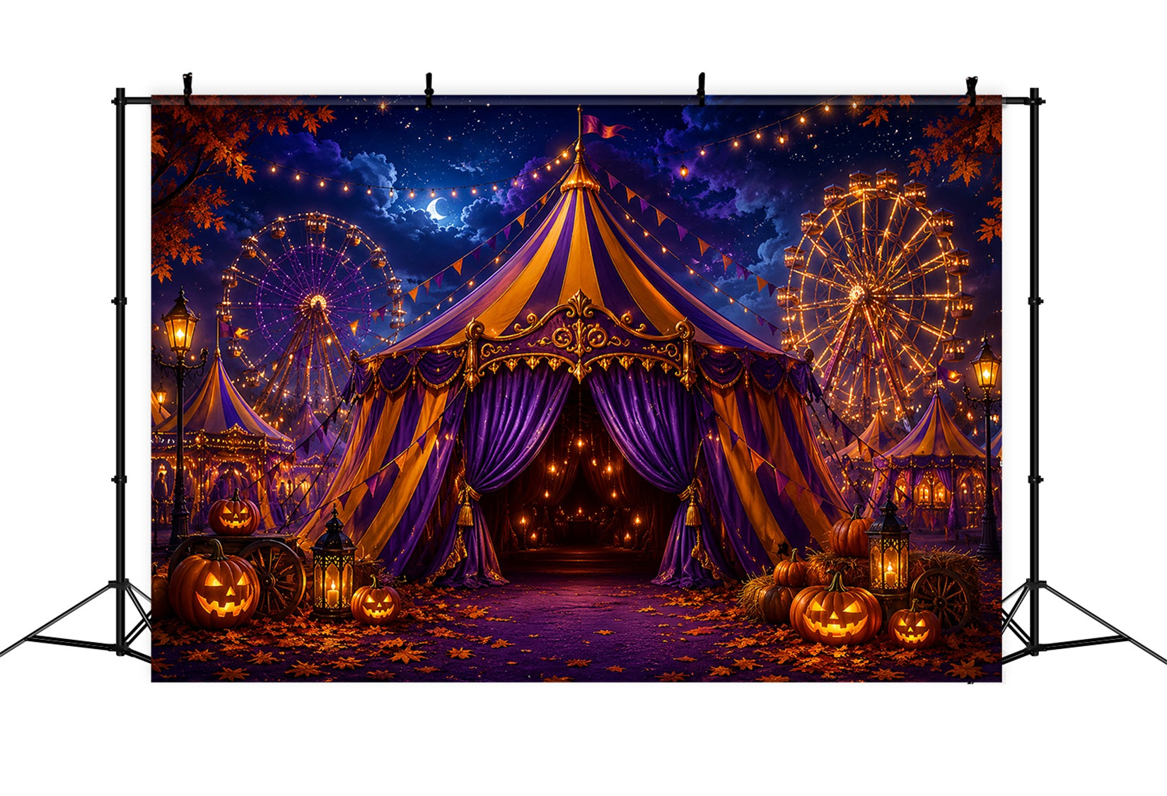 Halloween Carnival Backdrop Spooky Carnival Tent Night DIY Halloween Backdrop LXX67-96