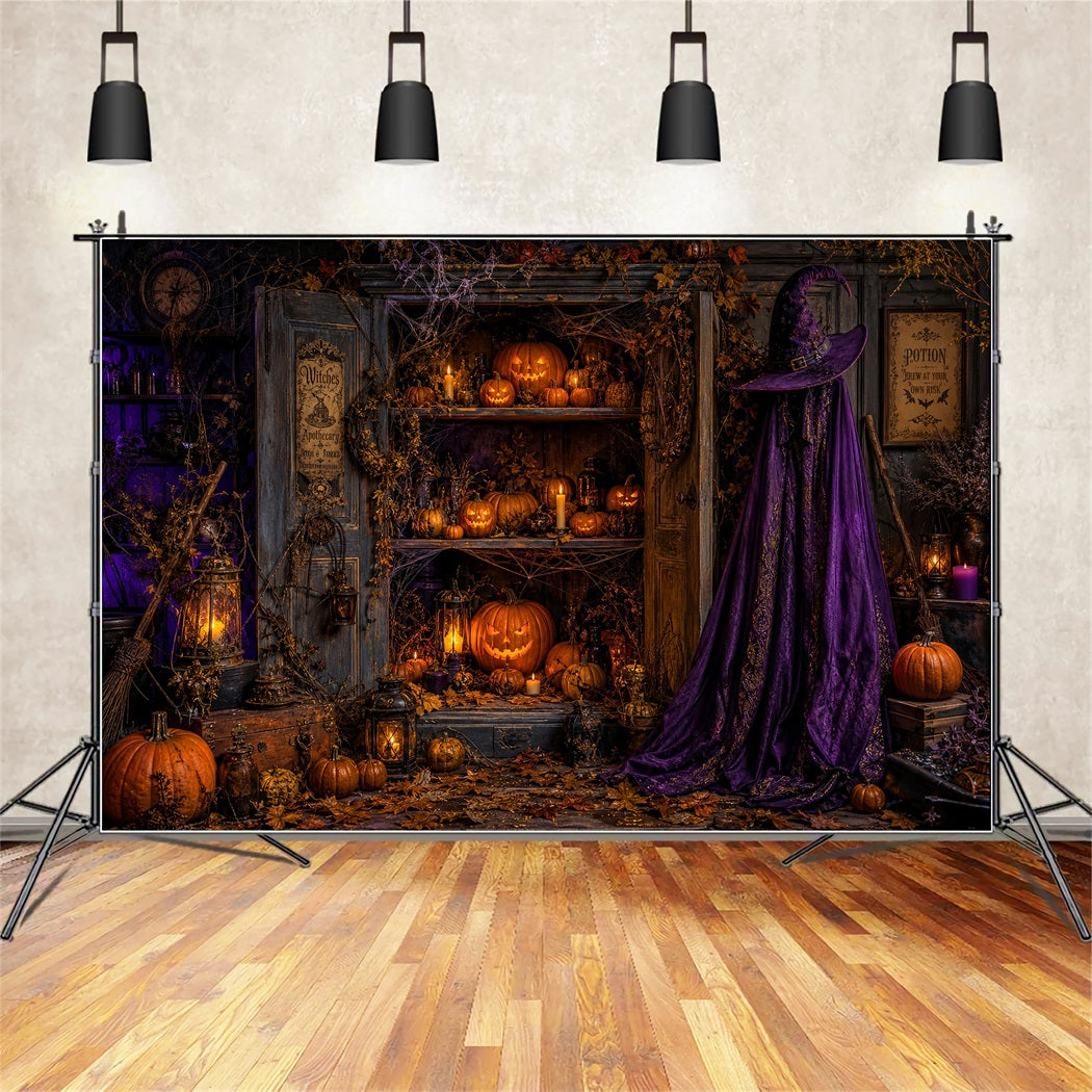 Halloween Cloth Backdrop Witch Apothecary Pumpkin Cabinet Graveyard Halloween Backdrops LXX67-99