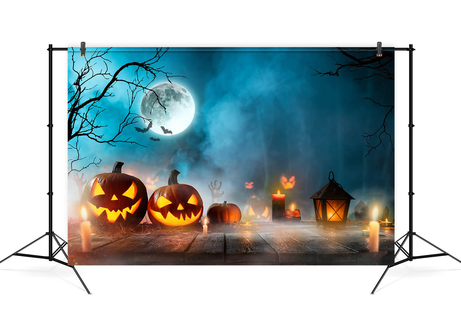 Spooky Night Full Moon Halloween Backdrop 