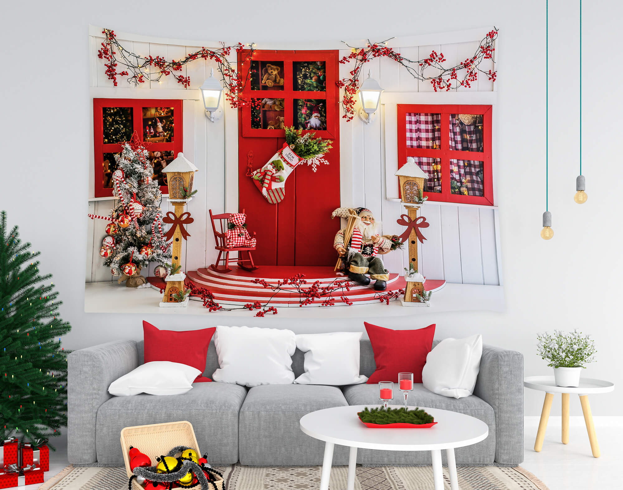 Merry Christmas Front Door Santa Claus Backdrop M9-08