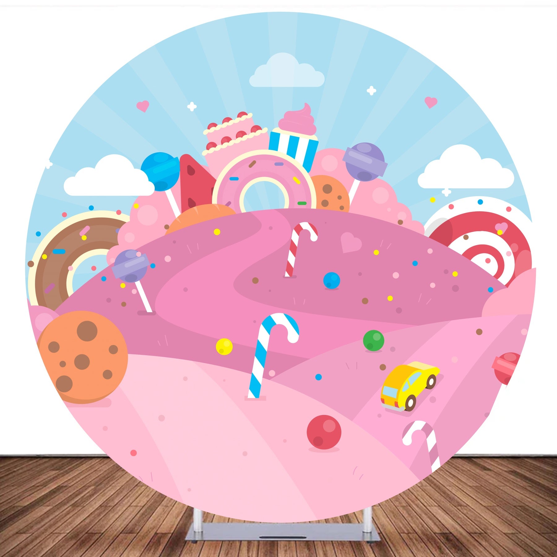Circle Backdrop Cover Candy Land Sweet World Cartoon Backdrop MRR10-142