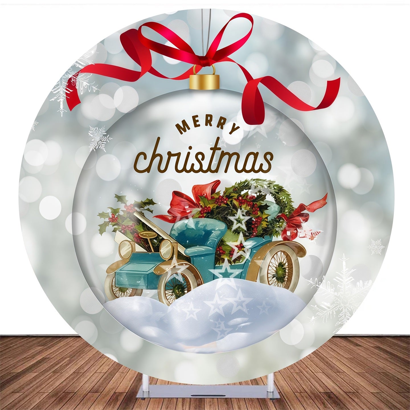 Custom Circle Backdrop Vintage Car Ornament Christmas Backdrop MRR10-149