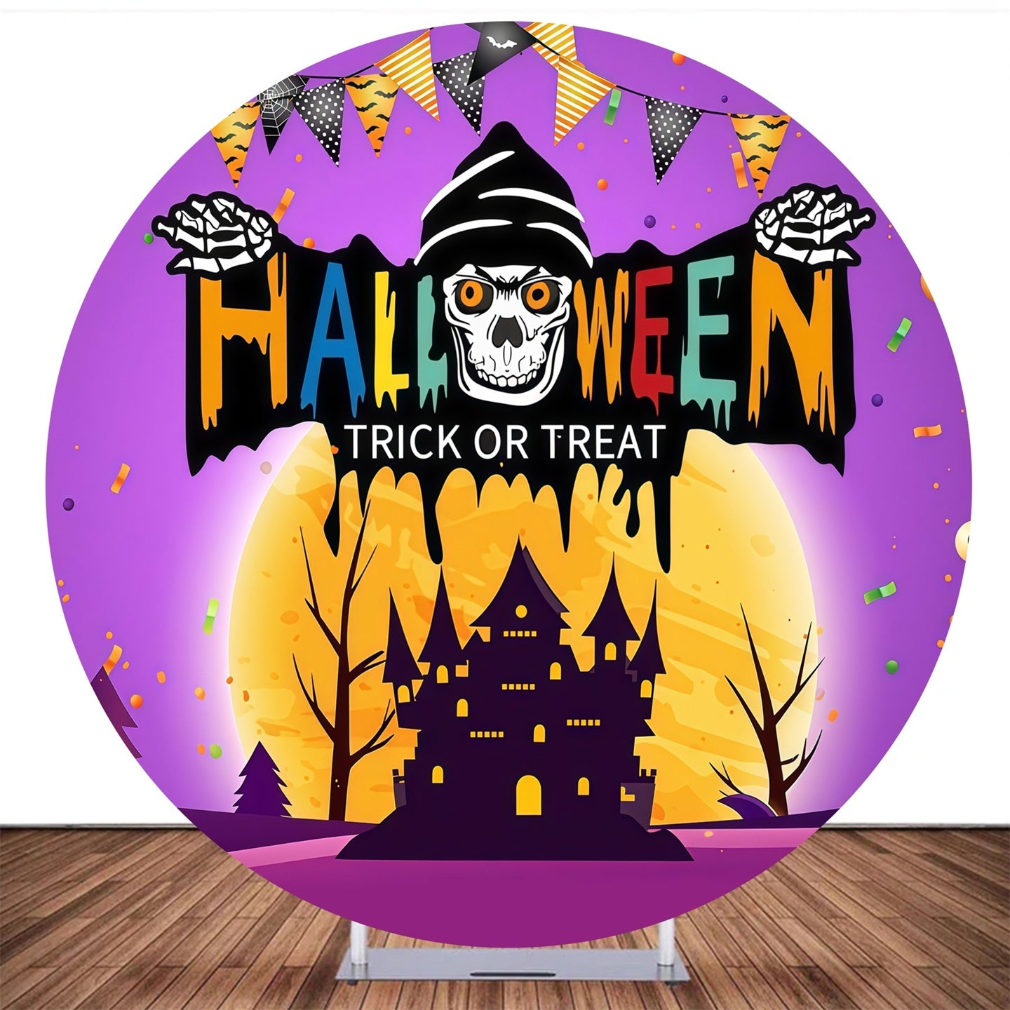 Custom Circle Backdrop Cover Trick or Treat Halloween Backdrop MRR10-159