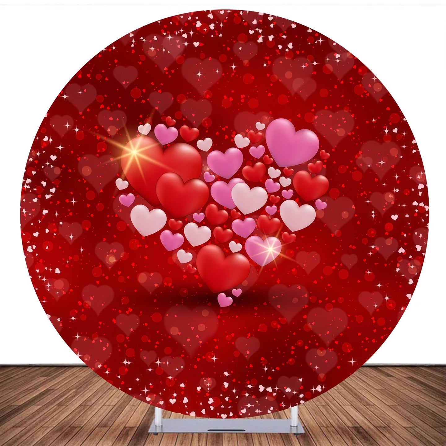 Circle Backdrop Cover Sparkling Hearts Glow Valentine's Day Backdrop MRR10-190