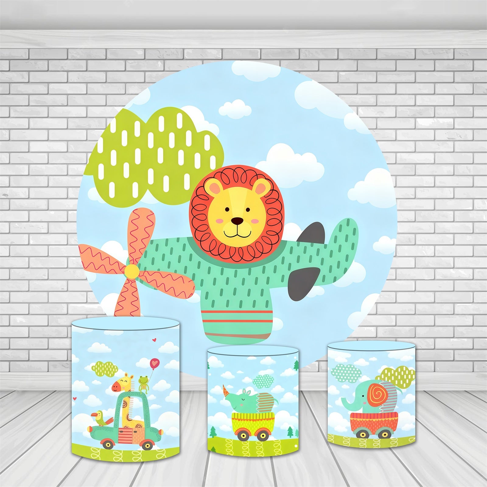 Round Backdrop Cover Kit Lion Sky World Birthday Backdrop MRR10-203