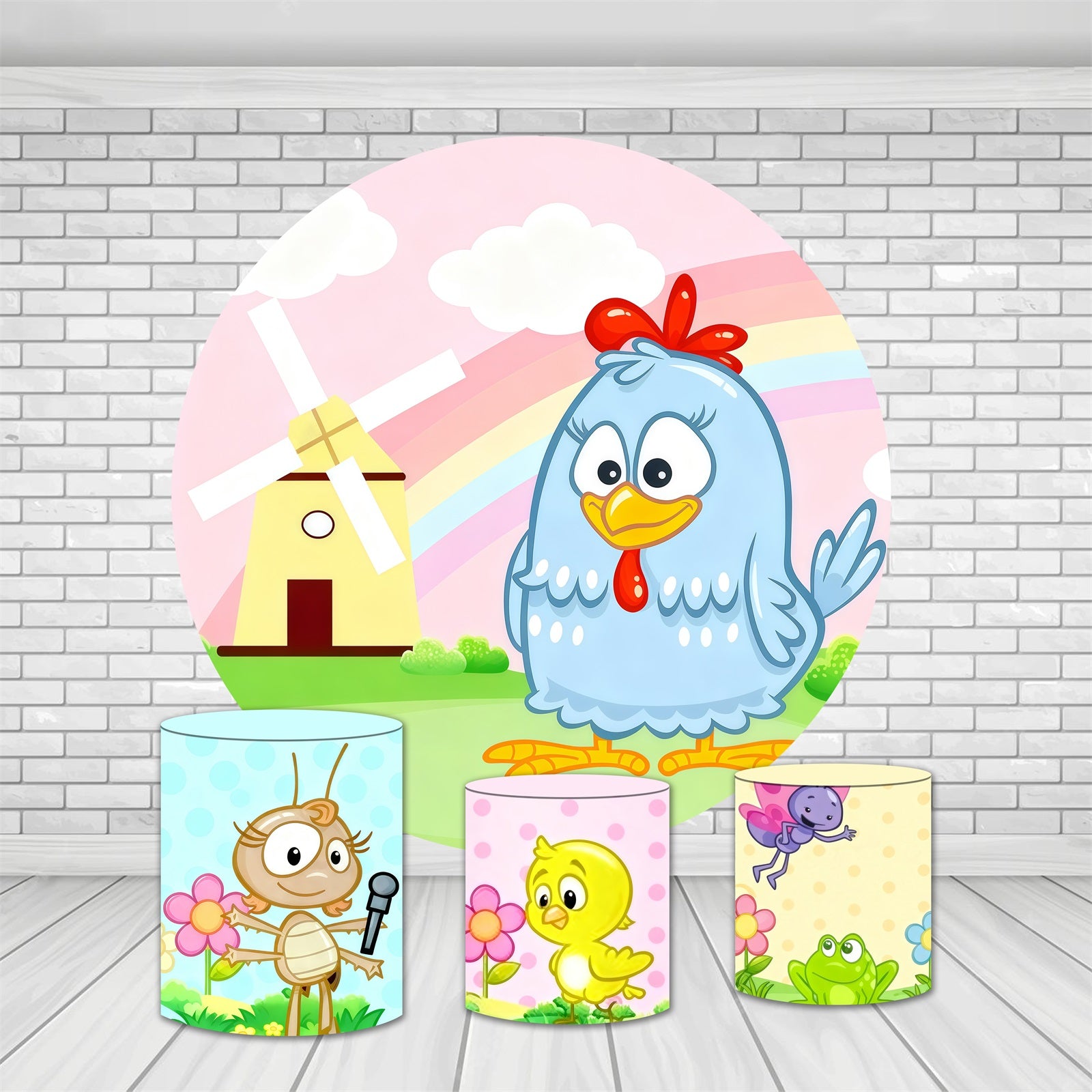 Circle Backdrop Kit Colorful Farm Chicken Birthday Backdrop MRR10-204