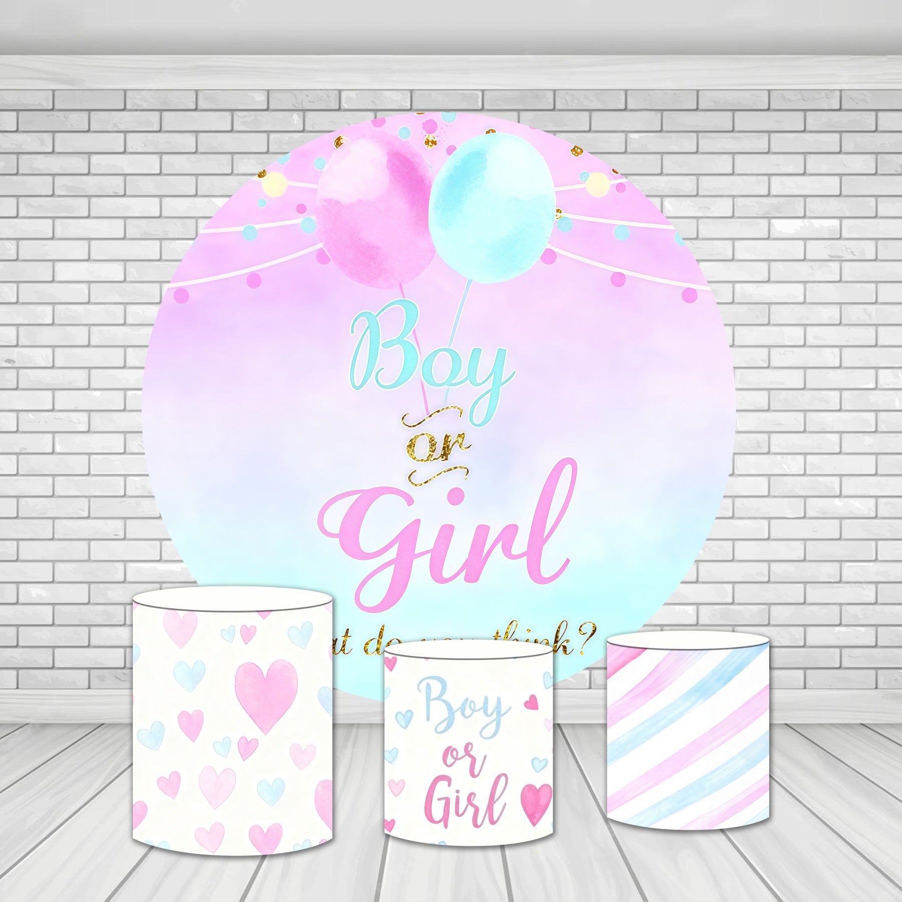 Round Backdrop Kit Elephant Gender Reveal Baby Shower Backdrop MRR10-211