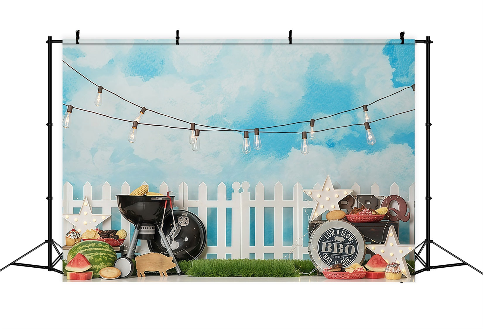 Newborn Backdrop BBQ Party Fairy Lights Children Backdrops MRR10-22