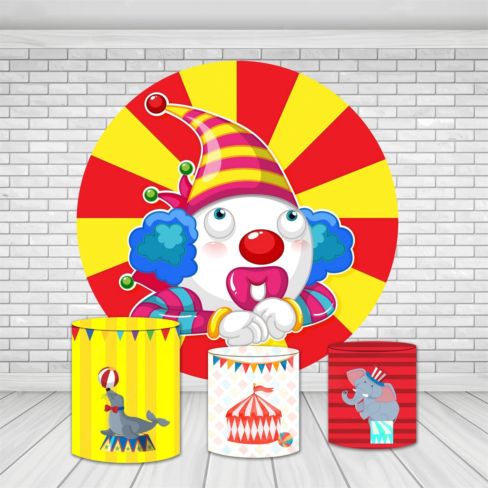 Circle Backdrop Kit Cheerful Circus Clown Cartoon Backdrop MRR10-220