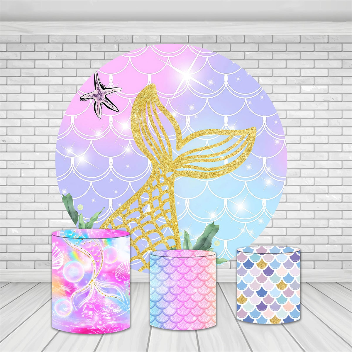 Circle Backdrop Kit Golden Tail Pastel Magic Mermaid Backdrop MRR10-228