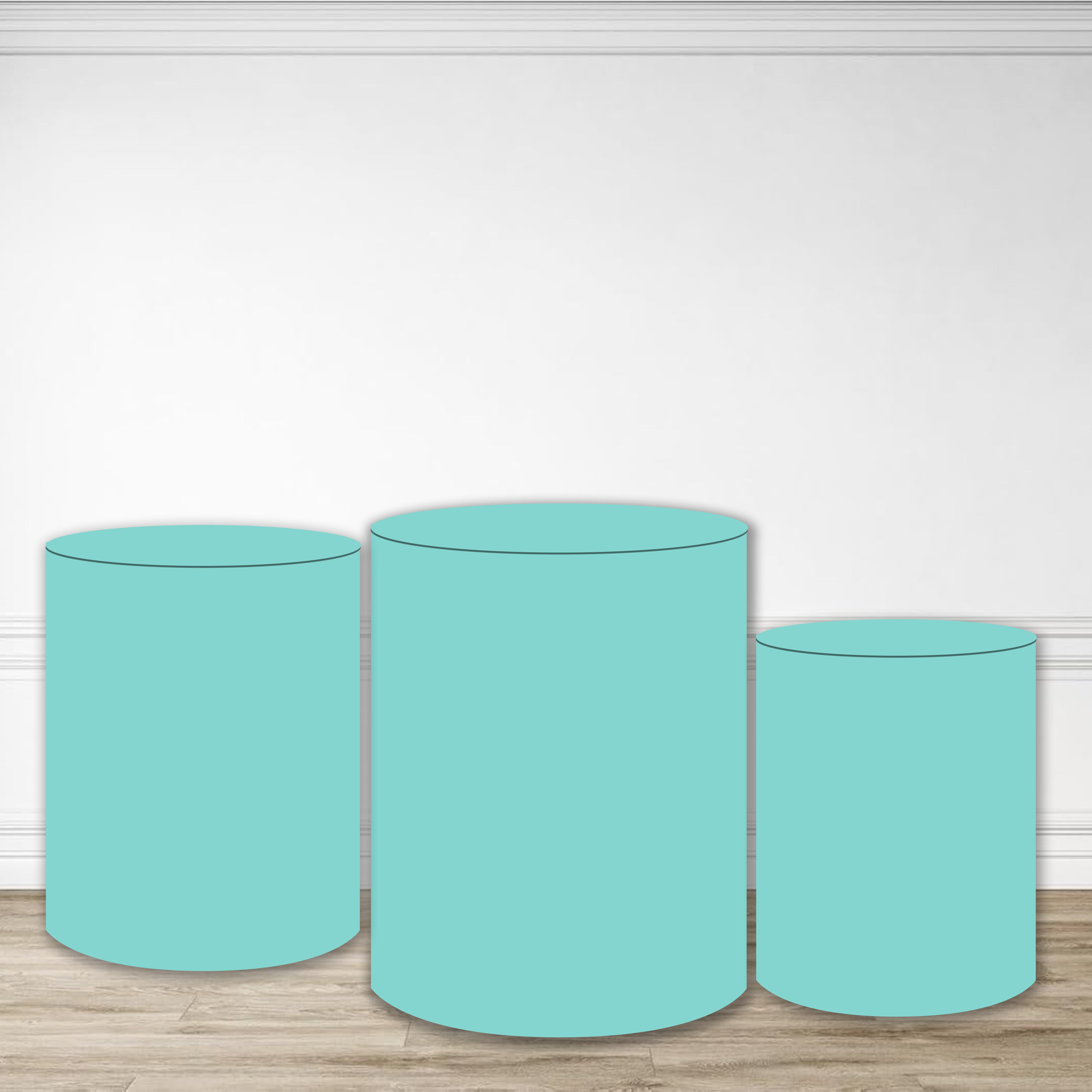 Plinth Cylinder Cover Kit Soft Aqua Blue Tone Solid Color Backdrop MRR10-256