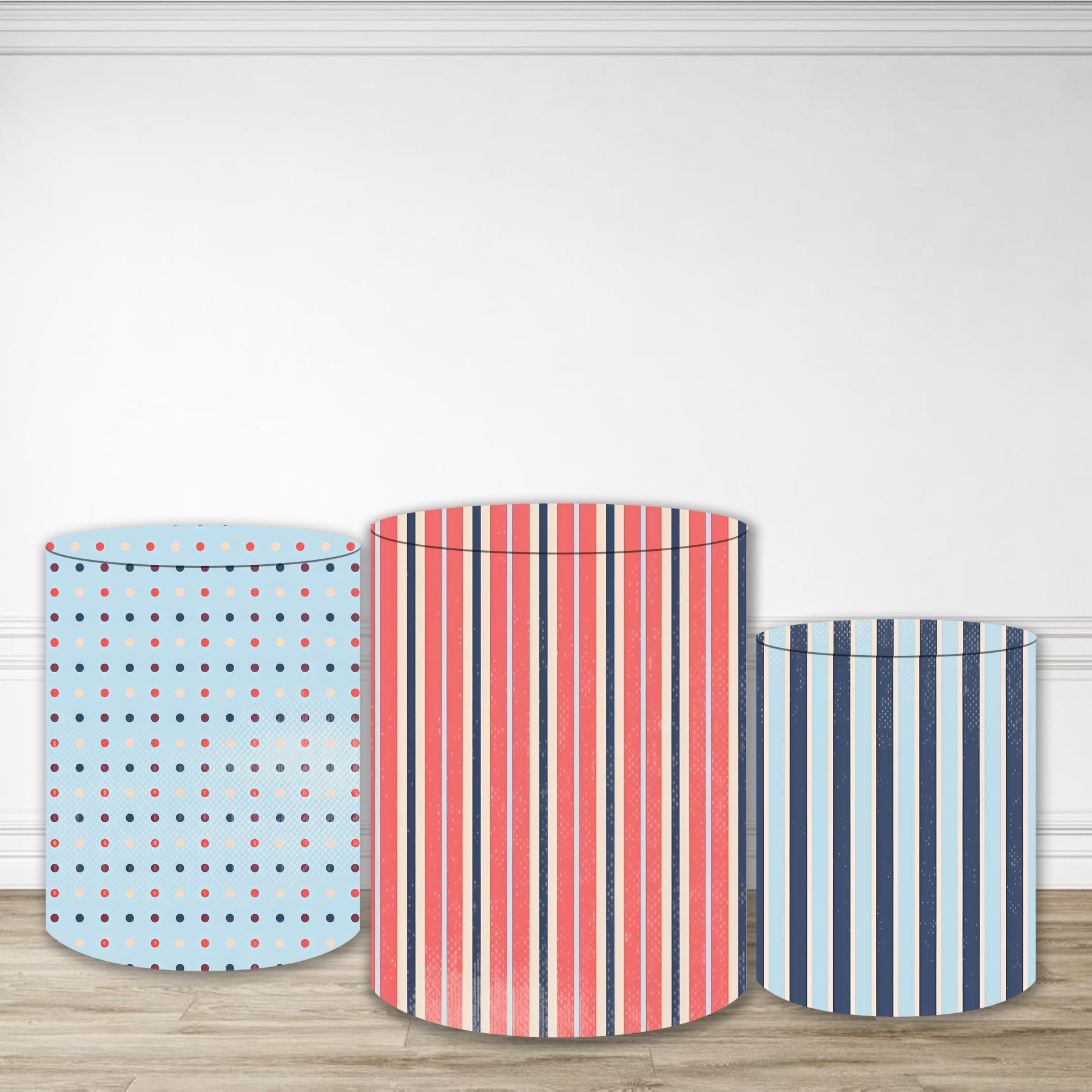 Plinth Cylinder Cover Kit Retro Dot Stripe Mix Pedestal Covers MRR10-261