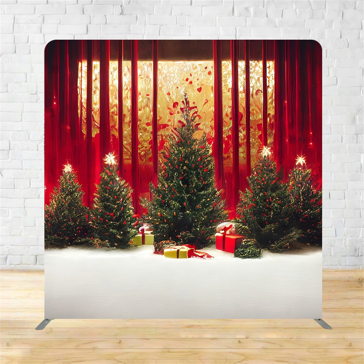 Tension Backdrop Red Curtain Christmas Trees Holiday Backdrops MRR10-276