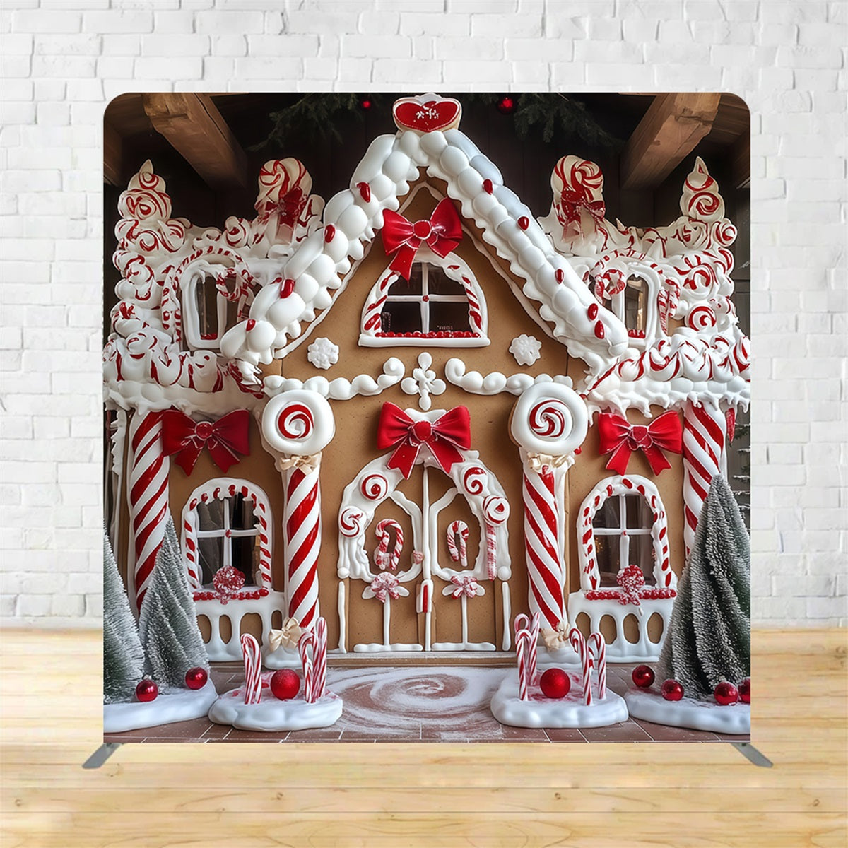 Square Backdrops Candy Cane House Gingerbread Backdrop MRR10-280