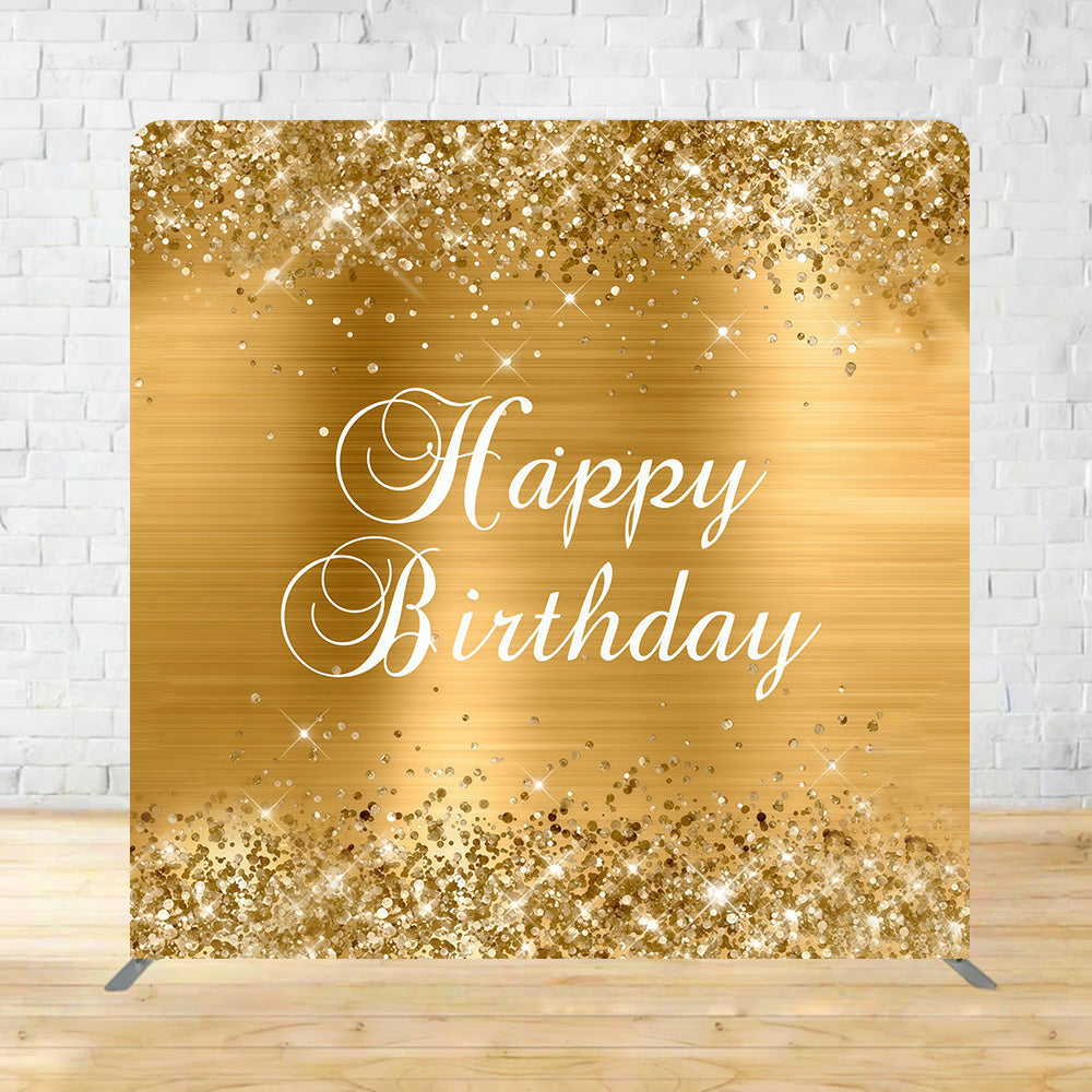 Tension Backdrop Gold Glitter Bokeh Happy Birthday Backdrop MRR11-11
