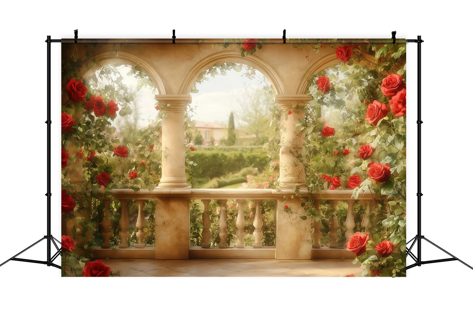 Valentine Photography Backdrops Red Rose Garden Arch Valentines Backdrop MRR11-111