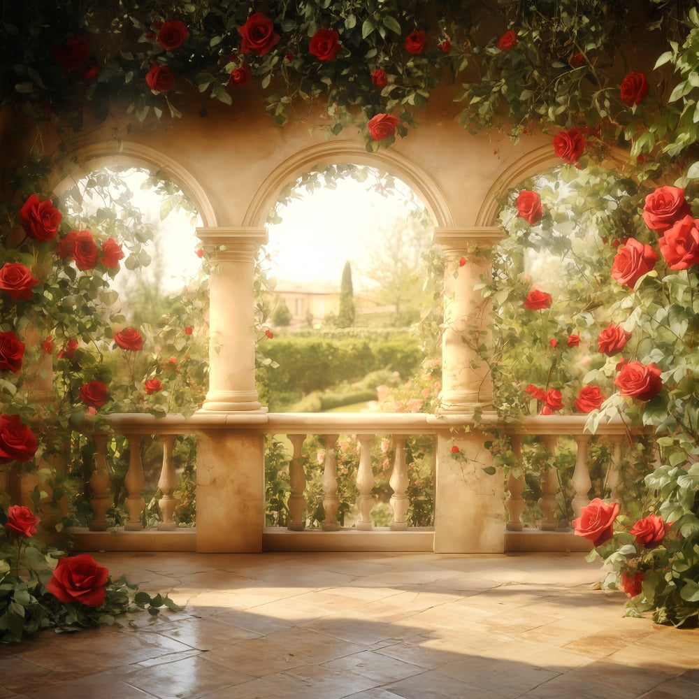 Valentine Photography Backdrops Red Rose Garden Arch Valentines Backdrop MRR11-111