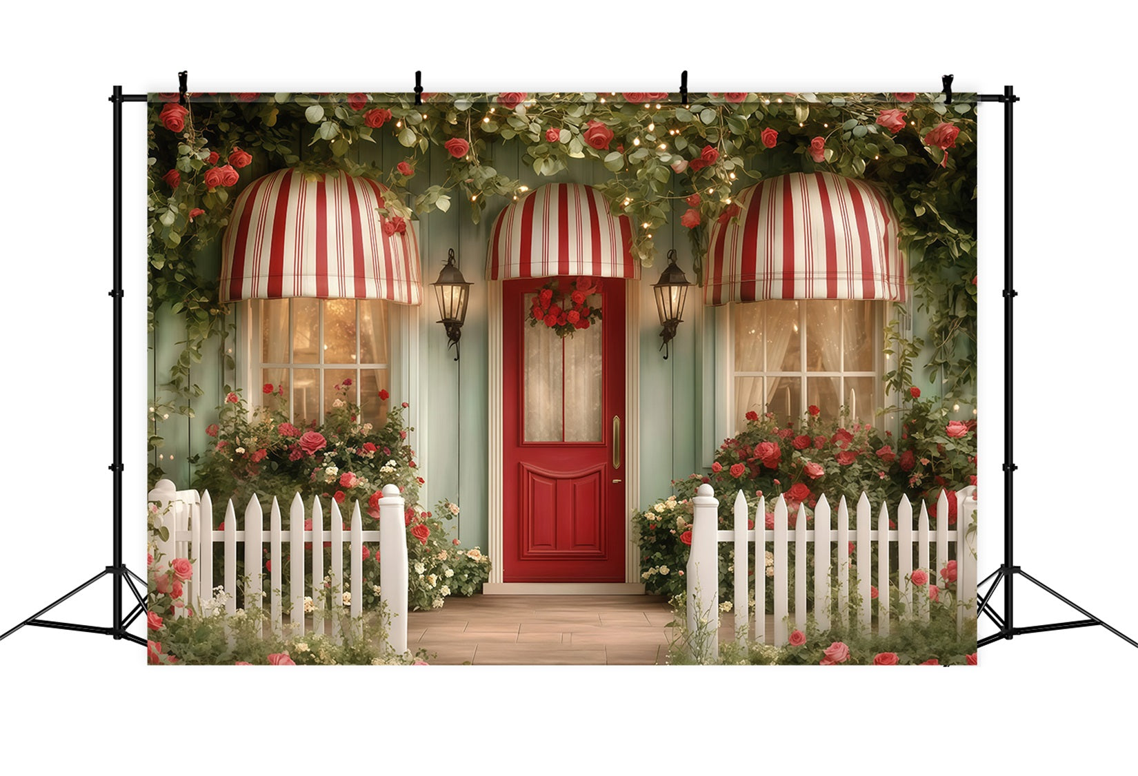 Valentine Photo Backdrops Flower Garden House Valentine's Day Backdrop MRR11-116