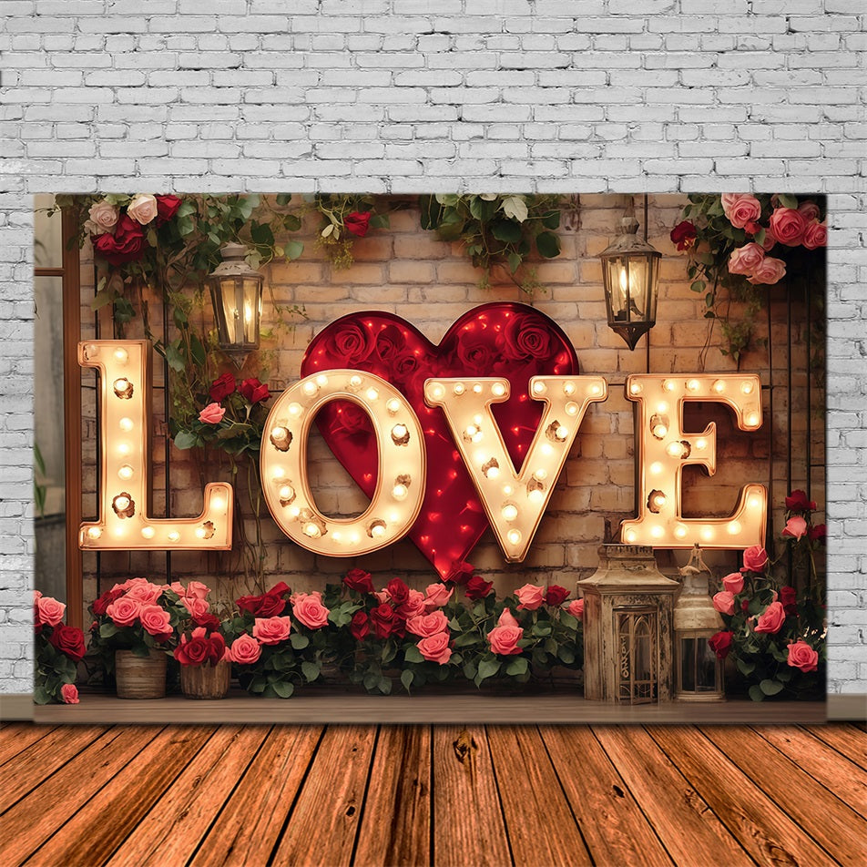 Valentine's Day Backdrop Glitter Love Light Flower Valentines Backdrop MRR11-119