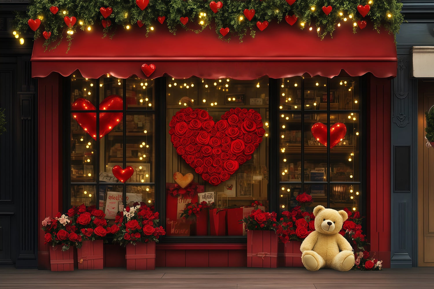 Valentines Backdrop Gift Shop Red Rose Valentine's Day Backdrops MRR11-120