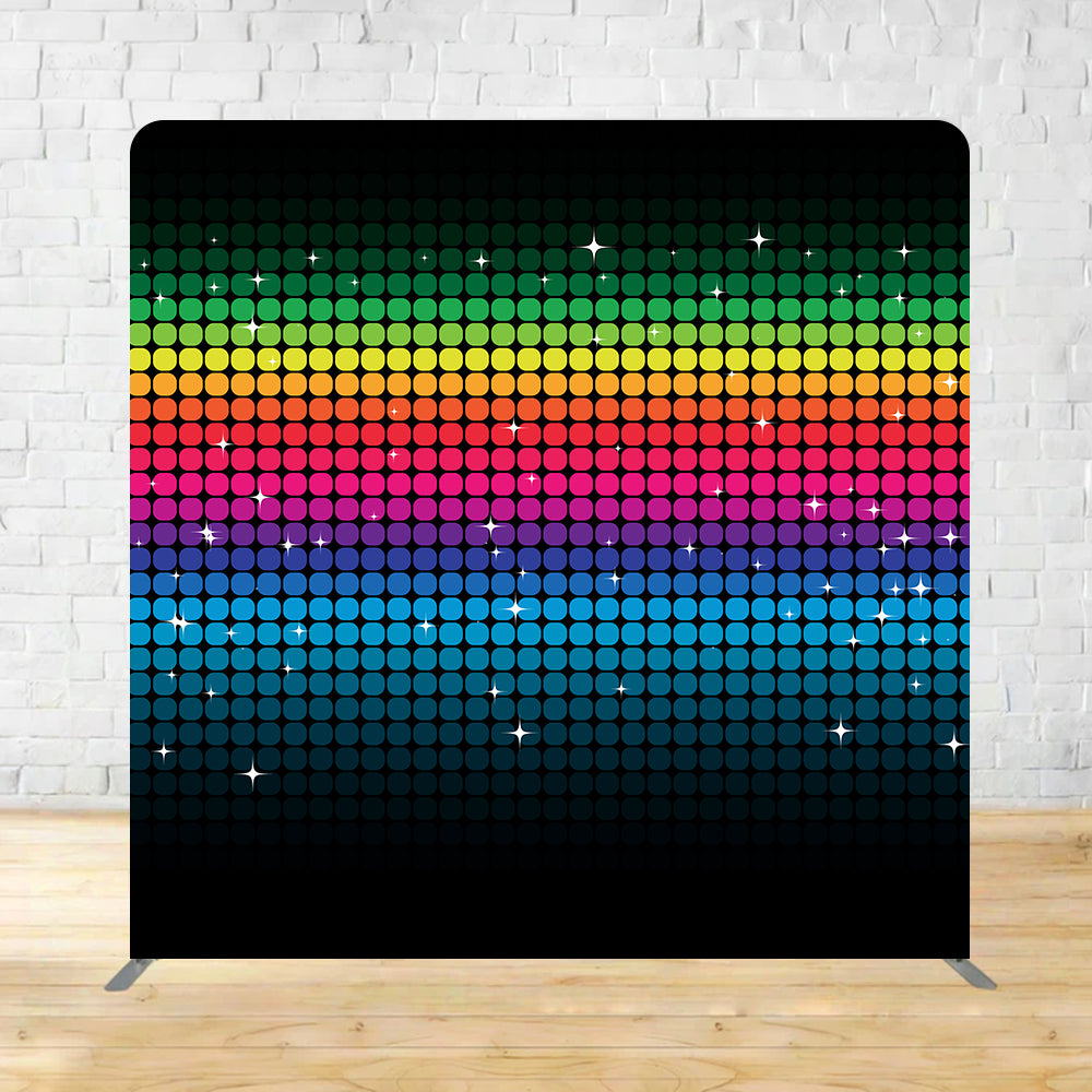 Square Backdrop Rainbow Disco Lights Dance Party Backdrop MRR11-21