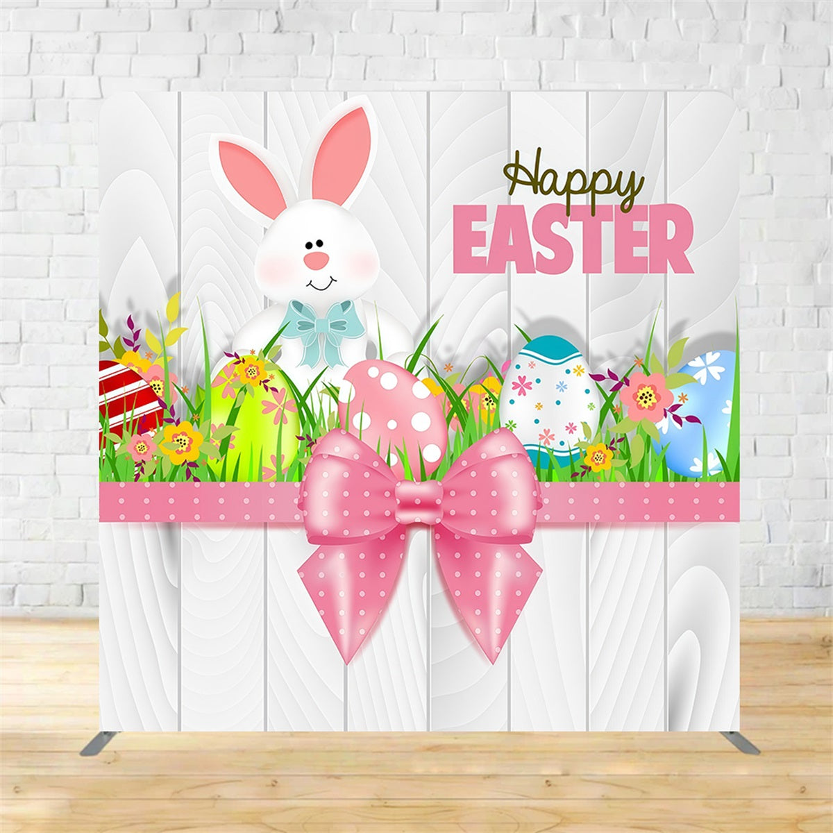 Square Backdrop Cover Bunny Flowers Happy Easter Backdrop MRR11-42