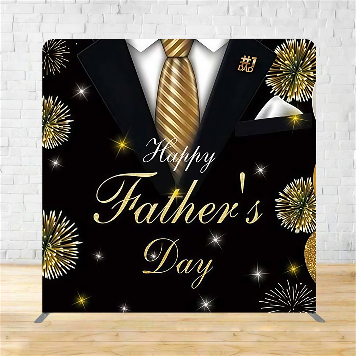 Square Backdrops Golden Suit Firework Father's Day Backdrop MRR11-43