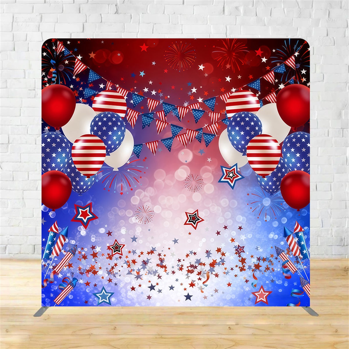 Square Shape Tension Fabric Display Arch Flag Balloons 4th of July Backdrop MRR11-45