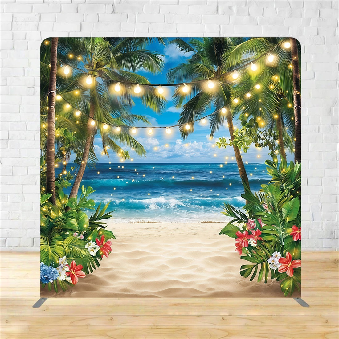 Square Backdrops Tropical Beach Lights Summer Backdrop MRR11-52