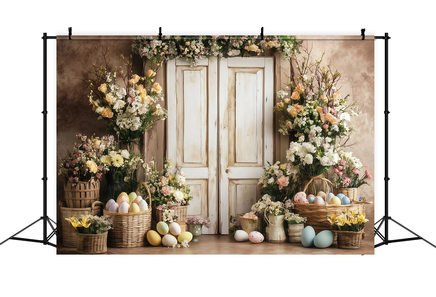 Easter Backdrop Ideas Blooming Mantel Bunny Display Easter Backdrop MRR11-86