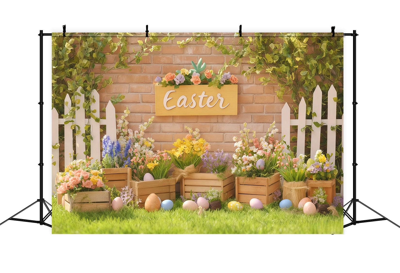 Easter Egg Backdrop Bright Spring Bunny Porch Easter Backdrop Ideas MRR11-94