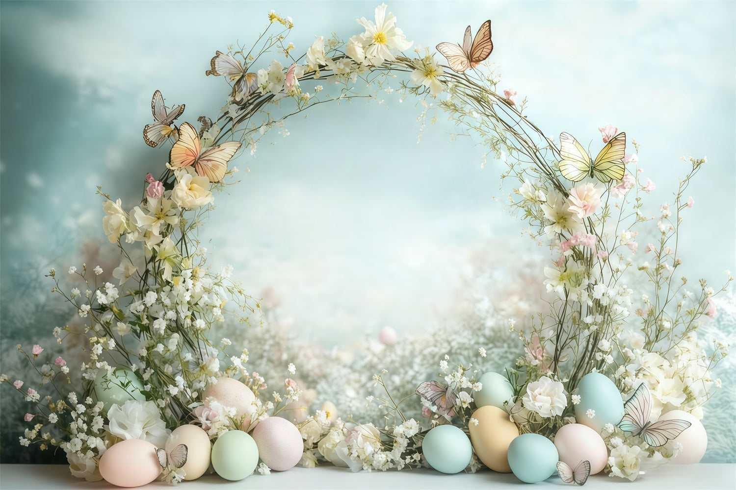 Easter Backdrop Pastel Door Bunny Welcome Easter Egg Hunt Backdrop MRR11-95