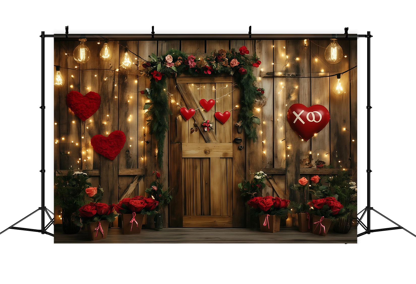 Valentine's Day Backdrop Rustic Heart Floral Door Valentines Backdrop MRR11-96
