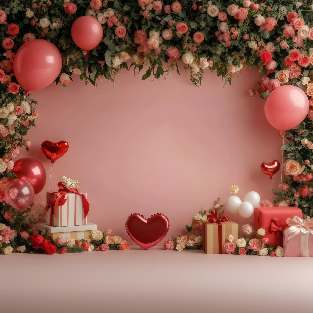 Valentines Backdrop Romantic Pink Gift Garden Valentines Day Backdrop MRR11-97